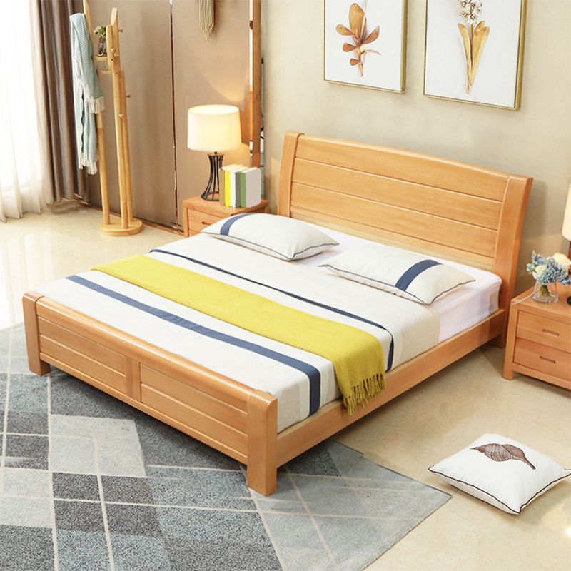 Traditional Beech Wood Bed,42.51" Low Profile Bed in Natural Clearhalo 'Bedroom Furniture' 'Beds' 'furn' 'furn_beds' 'Furniture' 1200x1200_9b9b3a4f-d466-485d-8331-d008db96fe23