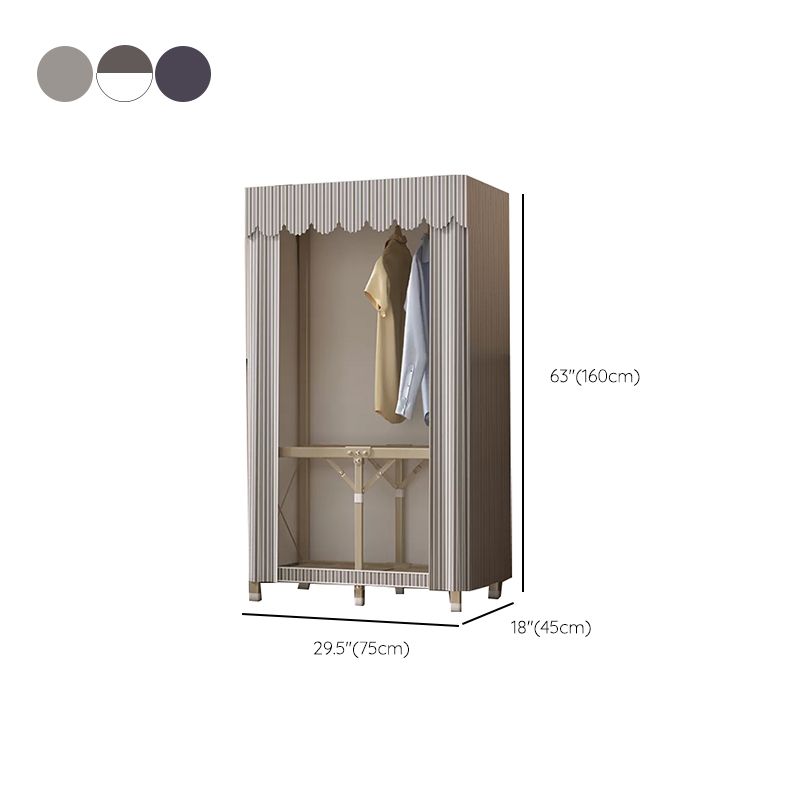 Foldable Metal Frame Wardrobe Armoire Freestanding Wardrobe with Shelves Clearhalo 'Armoires & Wardrobes' 'armoires_wardrobes' 'Bedroom Furniture' 'furn' 'furn_armoires_wardrobes' 'Furniture' 1200x1200_9b9c1450-0e01-49d8-b80b-88574dce80f7