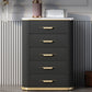 Glam Chest Bedroom Stone Vertical Storage Chest with 5 Drawers