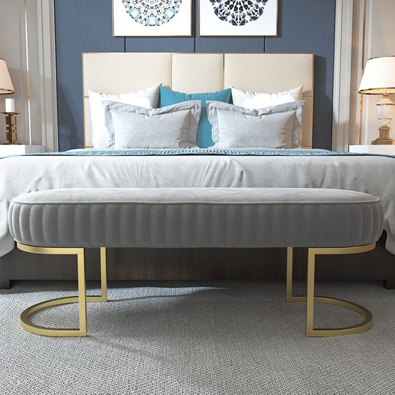 Modern Velvet Foam Bench Oval Solid Color Bench with Legs for Bedroom Clearhalo 'Benches' 'Chairs & Seating' 'furn' 'furn_benches' 'Furniture' 'Living Room Furniture' 1200x1200_9b9f0c8c-606b-43d0-aad3-15c0d9d937f5