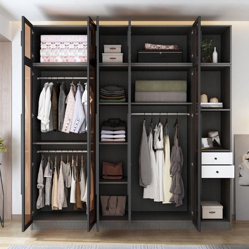 Armadio moderno grigio per mobile per finitura a specchio in casa con porta di vetro