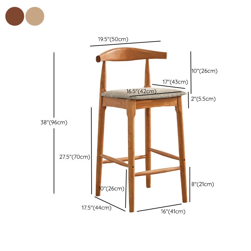 Indoor Solid Wood Bar Stool Low Back Bar Stool with Footrest