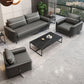 Modern Faux Leather Sofa Single Cushion Loose Back Sofa in Grey