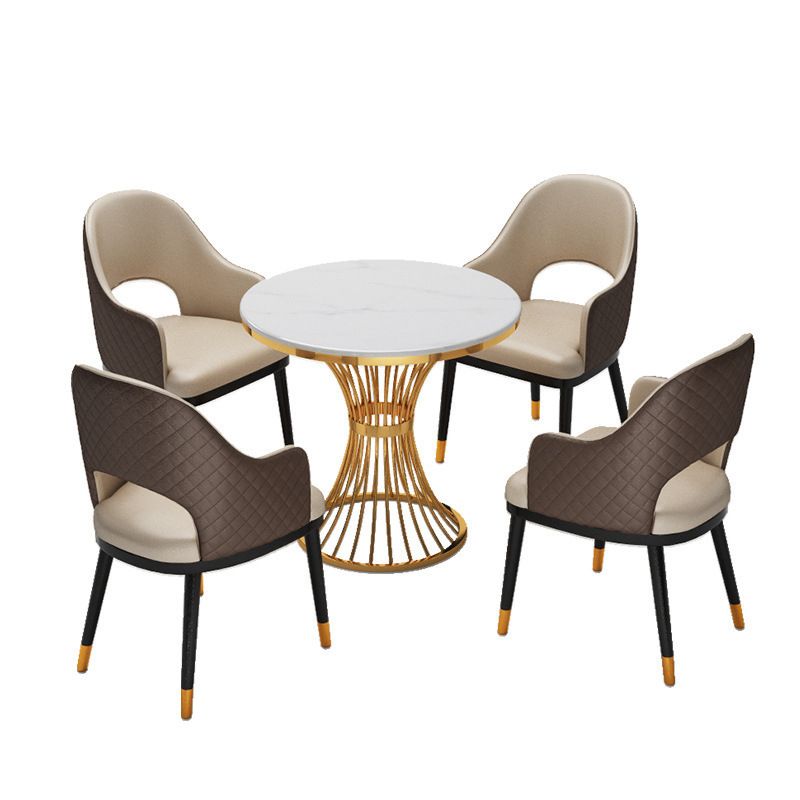 Ensemble Glam Dinette pour la cuisine 1/2/5 PCS Table de table à manger blanc brillant