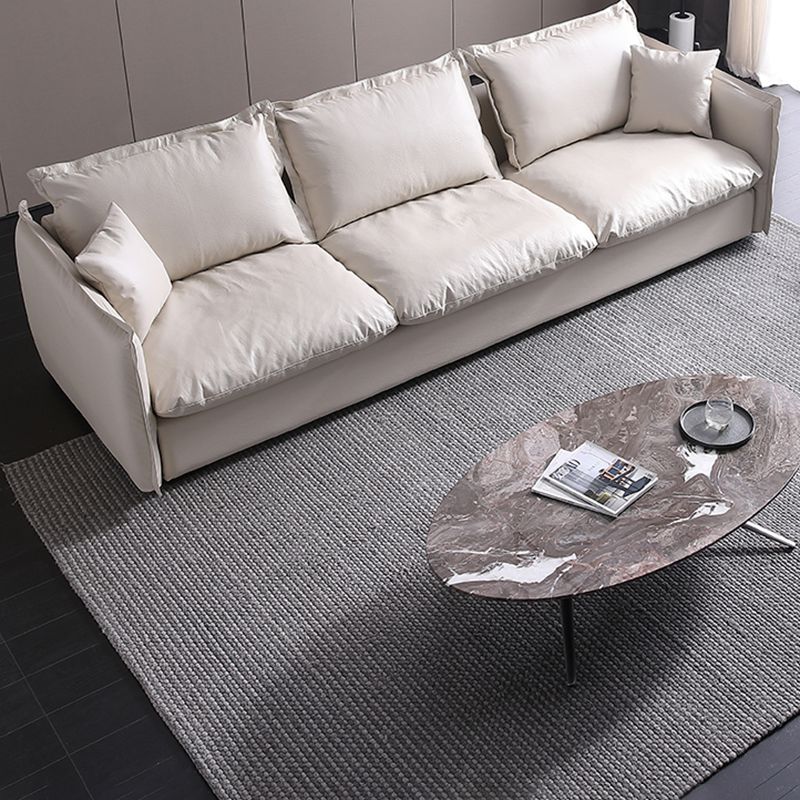 Contemporary Fabric Standard Settee Tuxedo Arm Cushions Sofa