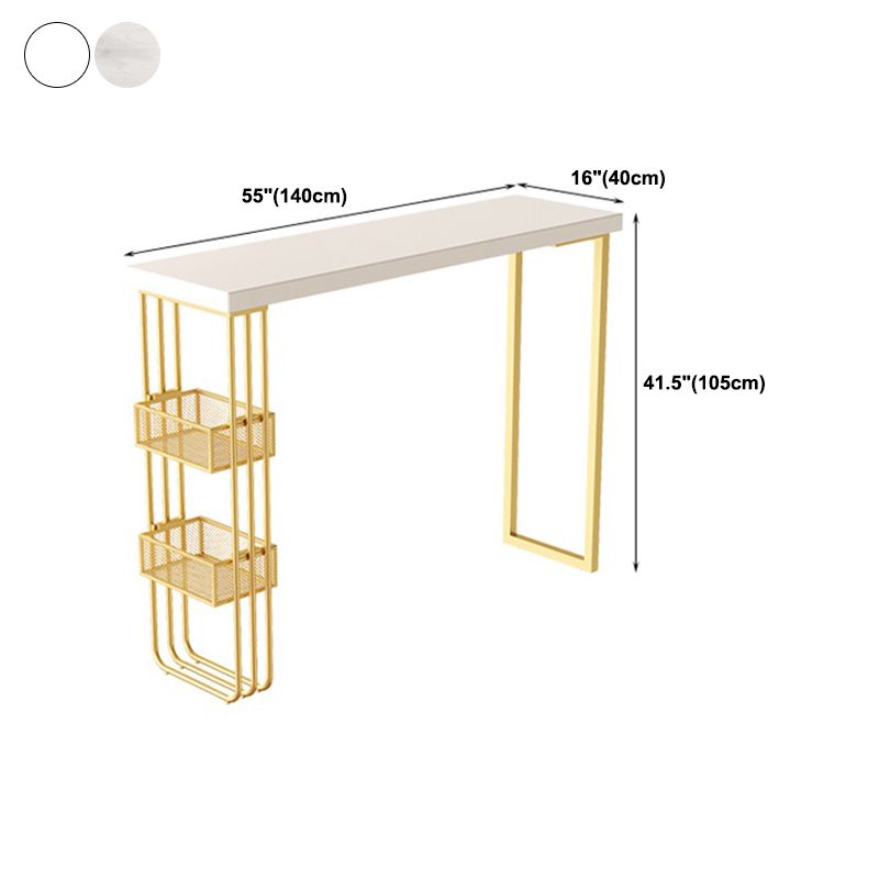 White Top Bar Table with Storage Base Glam Pub Table with Gold Metal Frame Clearhalo 'Bar Furniture' 'Bar Tables' 'bar_tables' 'furn' 'furn_bar_tables' 'Furniture' 'Kitchen & Dining Furniture' 1200x1200_9ba517e2-f580-4a12-b5b3-58aa0c1e7fc6