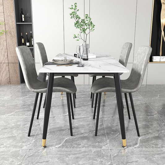 Traditional Luxury Dining Table Sintered Stone Rectangle 4 Legs Table for Home