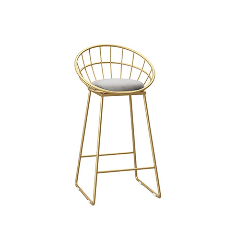 Glam Style Upholstered Barstool Round Bar Height Stool with Gold Frame Clearhalo 'Bar Furniture' 'Bar Stools' 'bar_stools' 'furn' 'furn_bar_stools' 'Furniture' 'Kitchen & Dining Furniture' 1200x1200_9ba7b38d-63bb-44e4-8679-0142036ba1a5