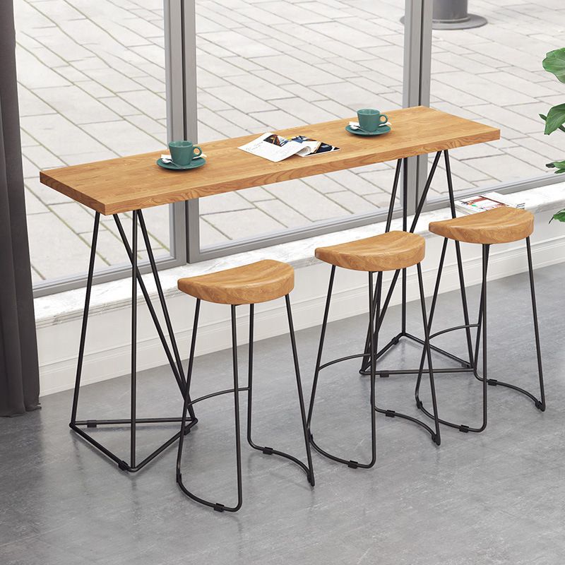 Rectangle Solid Wood Bar Table Metal Base Table for Kitchen Living Room Coffee Room Clearhalo 'Bar Furniture' 'Bar Tables' 'bar_tables' 'furn' 'furn_bar_tables' 'Furniture' 'Kitchen & Dining Furniture' 1200x1200_9ba7cf91-fc59-41d6-9c74-b36f73d528ee