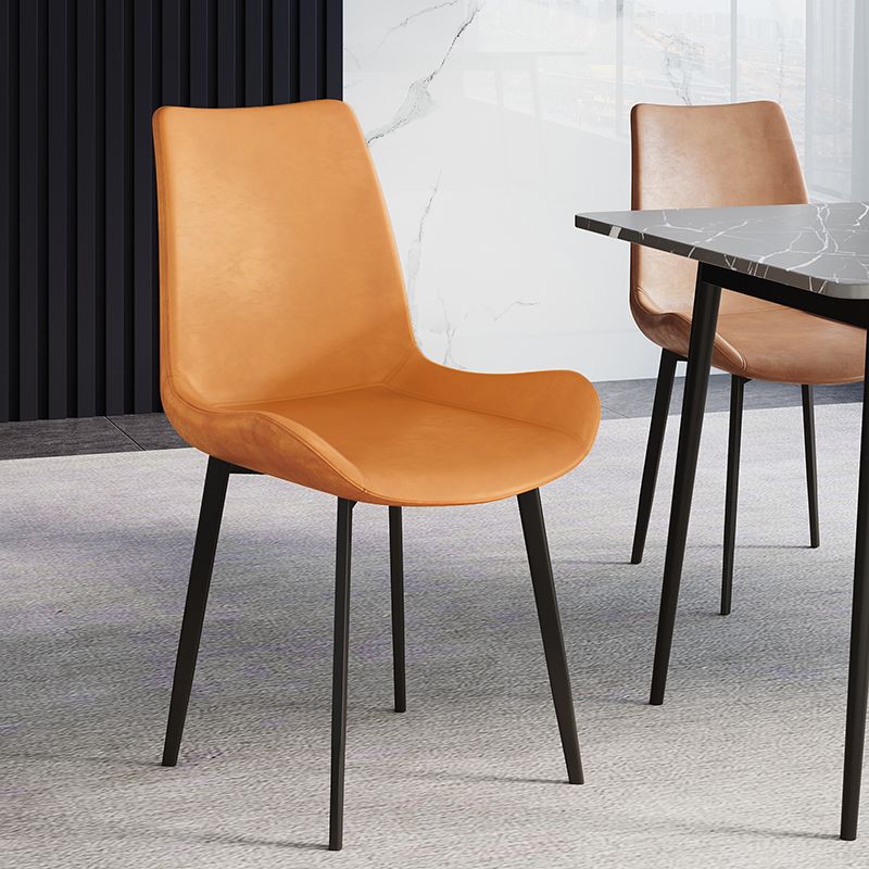 Leather Contemporary Restaurant Side Chair Parsons Matte Finish Dining Chair with Black Legs Clearhalo ' kitchen&dining_furn' 'Dining Chairs' 'Dining Tables & Seating' 'dining_chair' 'furn' 'furn_dining_chair' 'Furniture' 'furniture_dining_chair' 'Kitchen & Dining Furniture' 'kitchen' 1200x1200_9ba8981f-98e1-4b27-a0cd-99b806f85618