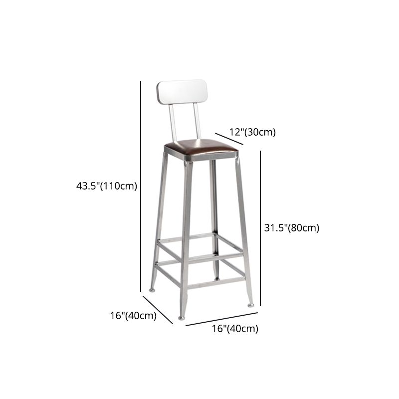 Armless Indoor Barstool Industrial Leather Counter Stool Brushed Silver Clearhalo 'Bar Furniture' 'Bar Stools' 'bar_stools' 'furniture_bar_stools' 'Kitchen & Dining Furniture' 'kitchen&dining_furn' 'kitchen' 'kitchen_furn' Furniture' 1200x1200_9baae354-b0dc-4bfc-b5c9-aeceacf89619
