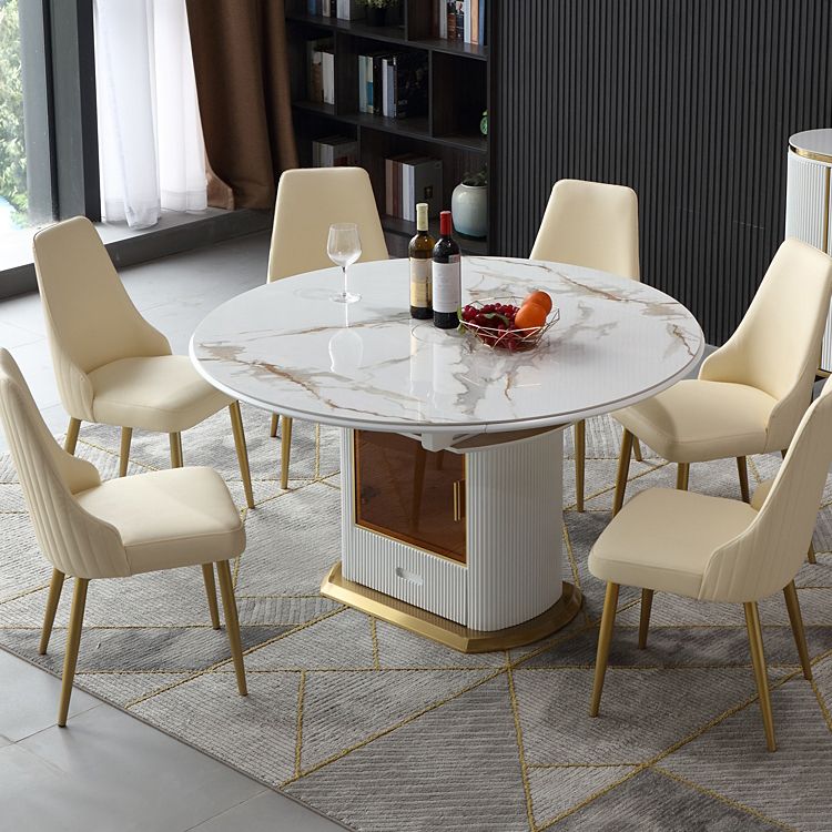 Round Pedestal Dinette Table Traditional Luxury Dining Room Table with Draswer Clearhalo ' dining_table' 'Dining Tables & Seating' 'Dining Tables' 'furn' 'furn_dining_table' 'Furniture' 'furniture_dining_table' 'Kitchen & Dining Furniture' 'kitchen&dining_furn' 'kitchen' 'kitchen_dining_table' 1200x1200_9bacd90b-bfdb-4811-8cd6-90489523608f