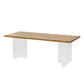 Modern Pine Wood Dining Table Rectangle Table with Double Pedestal Base for Dining Room