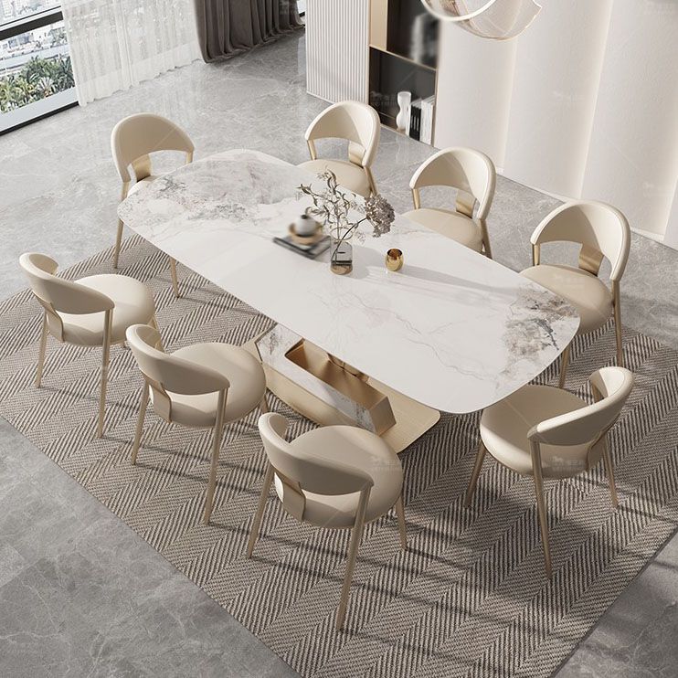 Luxury 1/4/5/7/9 Pieces Dining Set Sintered Stone Dining Table with Leather Chairs Clearhalo 'Dining Room Sets' 'Dining Tables & Seating' 'dining_room_set' 'furn' 'furn_dining_room_set' 'Furniture' 'furniture_dining_room_set' 'Kitchen & Dining Furniture' 1200x1200_9baf2bd7-b287-444c-a1ab-ea5d5a68ae5a