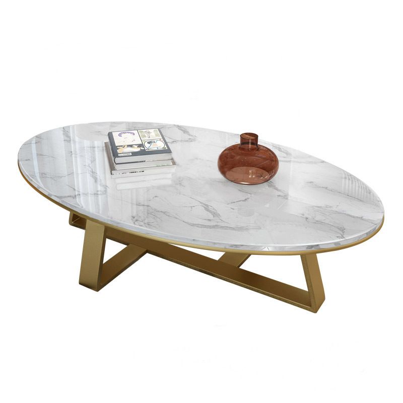 Marble Oval Coffee Table Metal Frame Abstract Cocktail Table Clearhalo 'Coffee & Accent Tables' 'Coffee Tables' 'coffee_tables' 'furn' 'furn_coffee_tables' 'Furniture' 'Living Room Furniture' 1200x1200_9bb40090-fb86-485e-a575-801acabd7b33