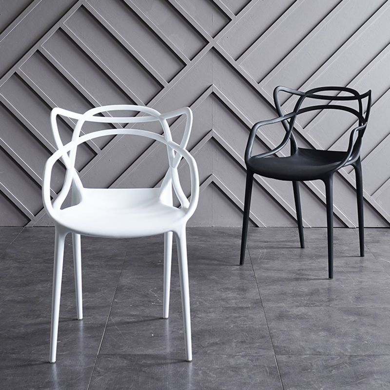 Contemporary Chairs Dining Arm Open Back Side Chairs with Plastic Legs for Kitchen Clearhalo ' kitchen&dining_furn' 'Dining Chairs' 'Dining Tables & Seating' 'dining_chair' 'furn' 'furn_dining_chair' 'Furniture' 'furniture_dining_chair' 'Kitchen & Dining Furniture' 'kitchen' 1200x1200_9bb51016-6354-45c7-aac6-e42f1f925cbf
