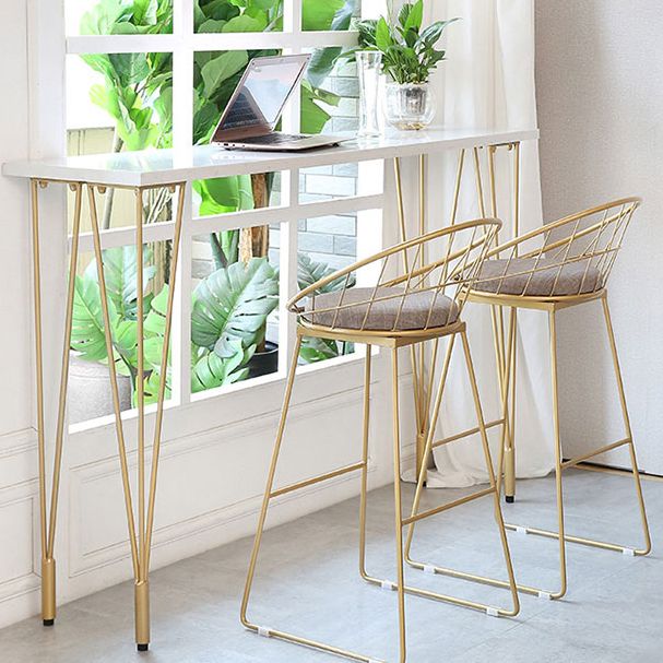 Glam White Wood Counter Table with Rectangle Table Top Gold Legs Table - 42" H Clearhalo 'Bar Furniture' 'Bar Tables' 'bar_tables' 'furn' 'furn_bar_tables' 'Furniture' 'furniture_bar_tables' 'Kitchen & Dining Furniture' 1200x1200_9bb518c1-d6e1-4b72-a170-78566b9640b0