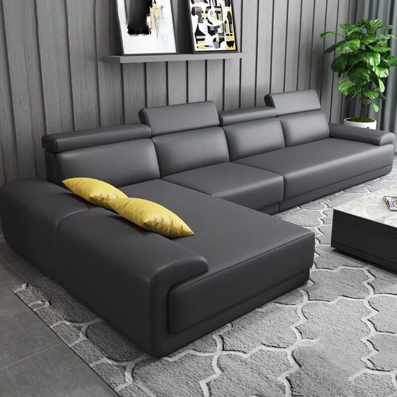 Modern Sectional with Adjustable Head Pillow and Pillow Top Arm Clearhalo 'furn' 'furn_sectionals' 'Furniture' 'Living Room Furniture' 'Sectionals' 1200x1200_9bb61554-25af-495e-bd61-05329cbccad8
