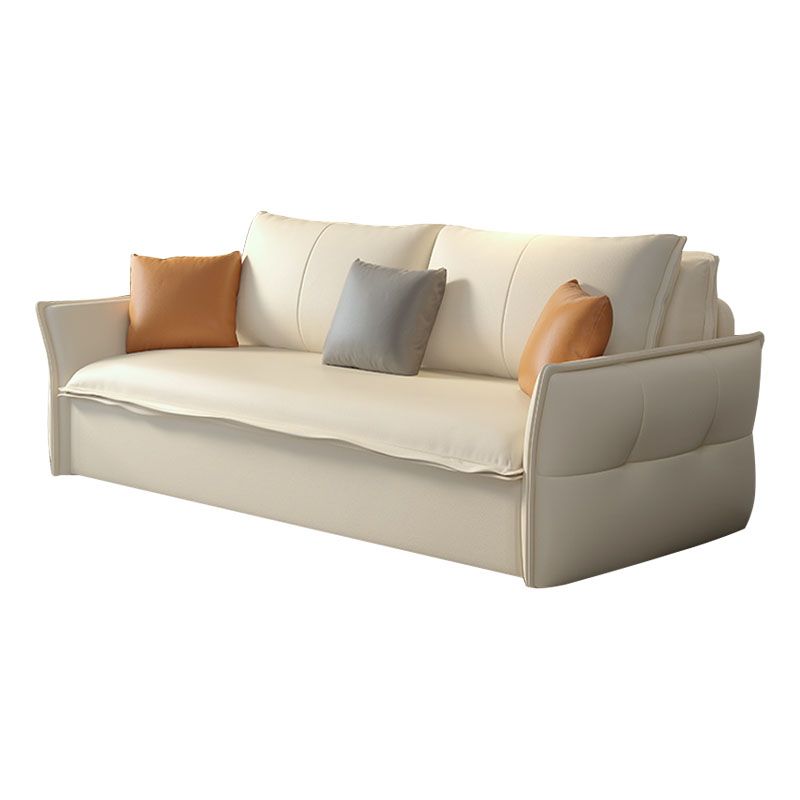 White Sofa Bed Faux Leather Square Arm Standard Bed Settee with Storage Clearhalo 'furn' 'furn_sofas' 'Furniture' 'furniture_sofas' 'kitchen' 'kitchen_sofas' 'Living Room Furniture' 'Sofa' 'sofas' 1200x1200_9bb67df0-9f4d-4c5e-9a19-4eed1162a7cf