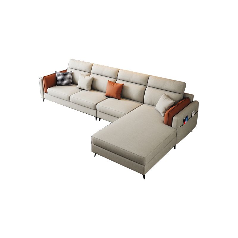 Pillow Arms Sectional Contemporary Stain-Resistant Faux Leather 4-Seater Sofa