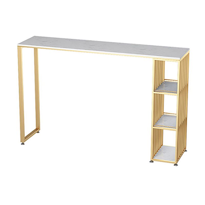 Glam Rectangle Faux Marble Pub Bar Table Double Pedestal Bar Dining Table with 3-Shelf Clearhalo 'Bar Furniture' 'Bar Tables' 'bar_tables' 'furn' 'furn_bar_tables' 'Furniture' 'furniture_bar_tables' 'Kitchen & Dining Furniture' 'kitchen&dining_furn' 'kitchen' 1200x1200_9bb72d2d-f407-41f5-8f69-8ee7719bc4f3