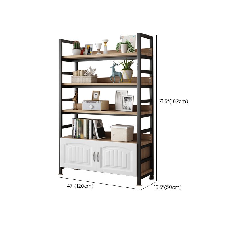Modern Open Back Shelf Bookcase with Cabinets for Home Office Clearhalo 'Bookcases' 'furn' 'furn_bookcases' 'Furniture' 'Office Furniture' 1200x1200_9bb817ba-9b6d-47ff-a7d2-c37f46f12a37