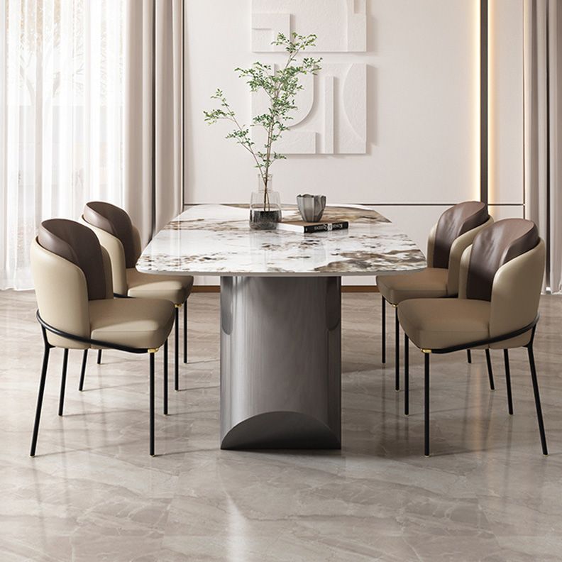 Luxury Sintered Stone Top Table Rectangle Table with Grey Double Pedestal Clearhalo ' dining_table' 'Dining Tables & Seating' 'Dining Tables' 'furn' 'furn_dining_table' 'Furniture' 'furniture_dining_table' 'Kitchen & Dining Furniture' 'kitchen&dining_furn' 'kitchen' 'kitchen_dining_table' 1200x1200_9bb8efb4-bfe8-4563-99ba-b6c9166e3073