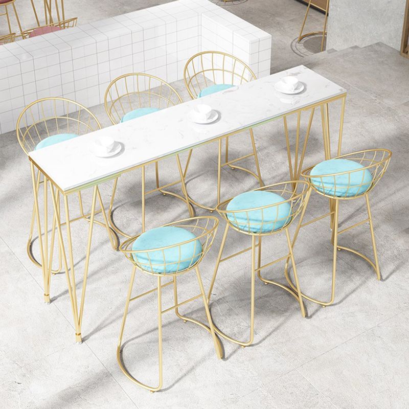Glam Backrest Dining Stools Round Armless Bar Stools with Cushion
