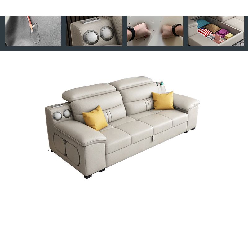 Modern Faux Leather Sofa & Chaise 34.6" H Biscuit Back Sofa with Storage Clearhalo 'furn' 'furn_sectionals' 'Furniture' 'Living Room Furniture' 'Sectionals' 1200x1200_9bbd4b8e-fc33-479c-bf45-2567b06ae122