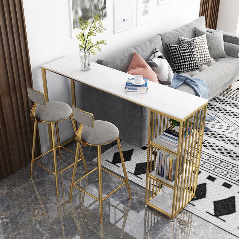 Glam Marble Bar Table with Rectangle Table Top Double Pedestal Table with 42-inch Height Clearhalo 'Bar Furniture' 'Bar Tables' 'bar_tables' 'furn' 'furn_bar_tables' 'Furniture' 'furniture_bar_tables' 'Kitchen & Dining Furniture' 1200x1200_9bbf3dc0-93b1-438a-b2e5-7d29997c6a04