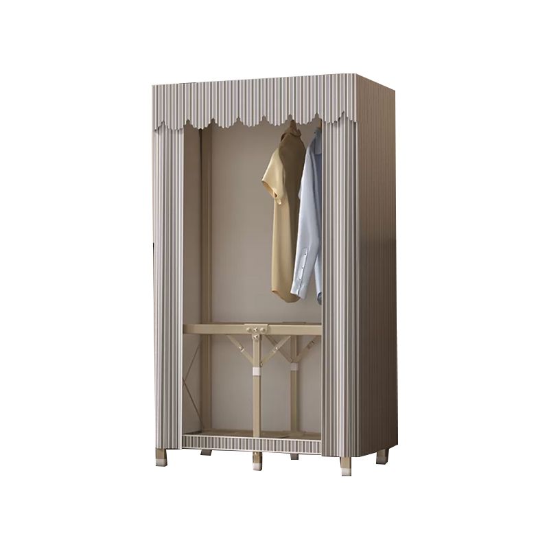 Foldable Metal Frame Wardrobe Armoire Freestanding Wardrobe with Shelves Clearhalo 'Armoires & Wardrobes' 'armoires_wardrobes' 'Bedroom Furniture' 'furn' 'furn_armoires_wardrobes' 'Furniture' 1200x1200_9bc02bd4-414e-4177-8444-8105011e94e2