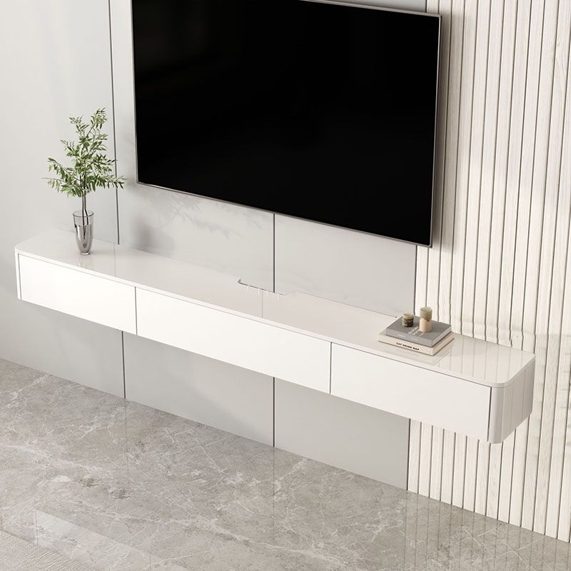 Console TV a parete moderna in legno con cassetti e porte, 9,5 "D x 7" H