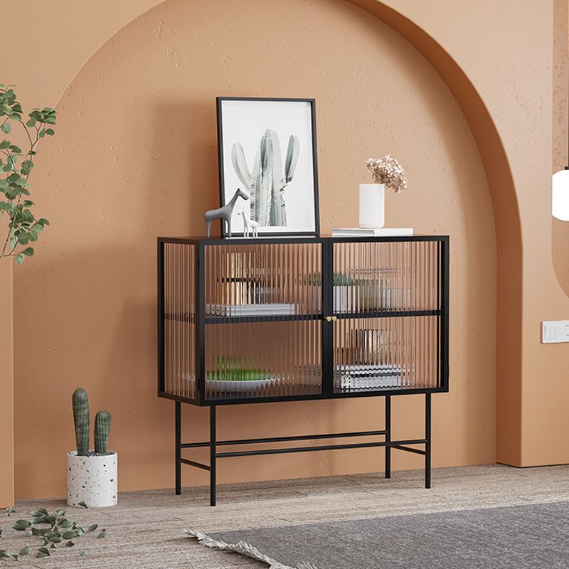 Metal Buffet Server Kitchen 2 Porte di vetro Server da pranzo per sala da pranzo