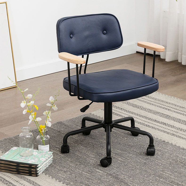 Black Frame Modern Desk Chair with Mid Back Swivel Office Chair with Wheels Clearhalo 'furn' 'furn_office_chair' 'Furniture' 'furniture_office_chair' 'Office Chairs' 'Office Furniture' 'office_chair' 1200x1200_9bc1f3c4-d46b-4f7d-b257-75e6fb80da3b