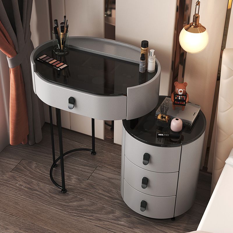 Glass Top Makeup Vanity Desk Lighted Mirror Vanity Dressing Table Set Clearhalo 'Bedroom Furniture' 'furn' 'furn_makeup_vanities' 'Furniture' 'Makeup Vanities' 'makeup_vanities' 1200x1200_9bc34d17-619d-4ffd-8d73-8473785d0c3e