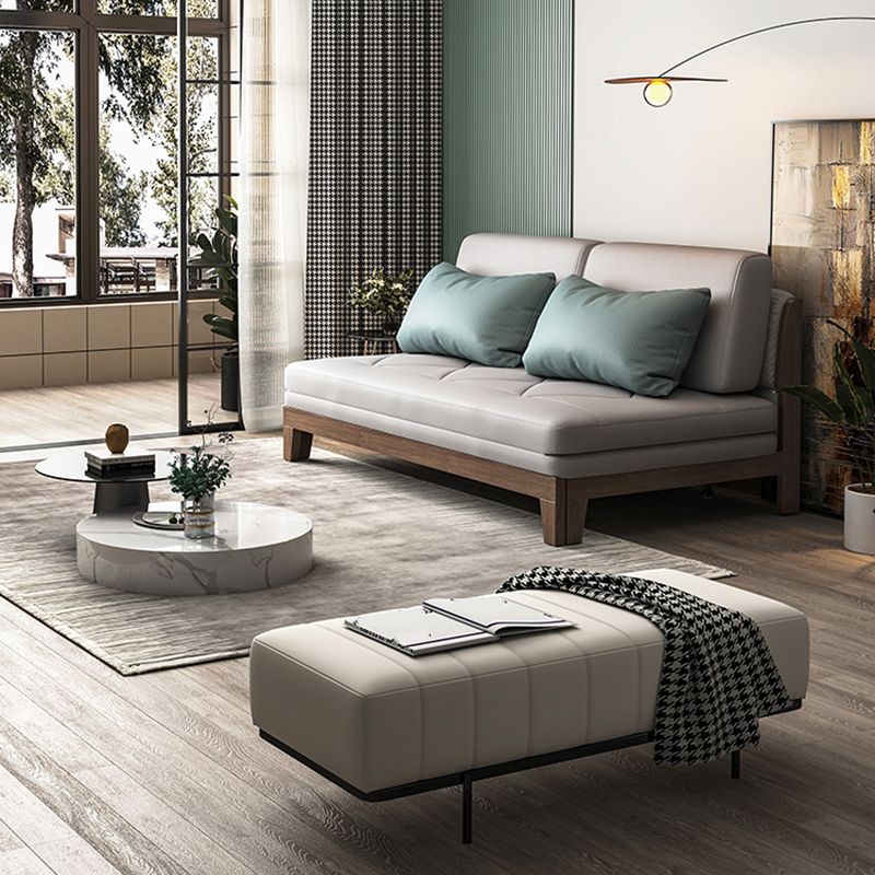 Contemporary Convertible Armless Faux Leather Stain Resistant Bed Settee Clearhalo 'furn' 'furn_sofas' 'Furniture' 'Living Room Furniture' 'Sofa' 'sofas' 1200x1200_9bc545a2-fa9f-48c2-bd37-b62d808aaf47