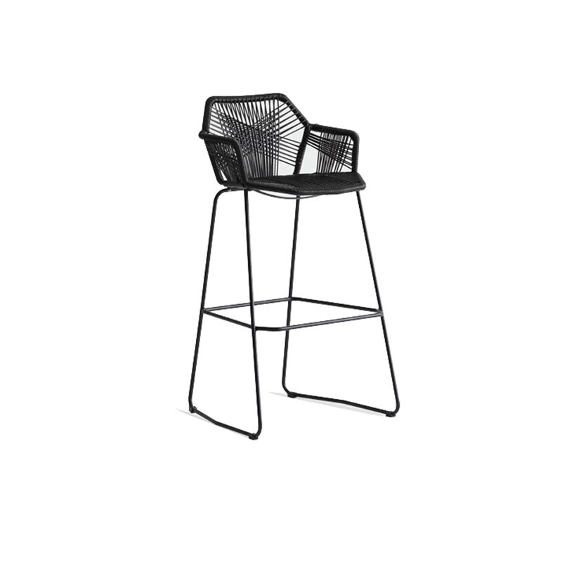 Contemporary Plastic Barstool Armed Stool with Steel Black Frame