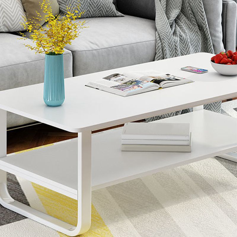 Modern Style Rectangular Wooden Table Sledge-shaped Base Coffee Table