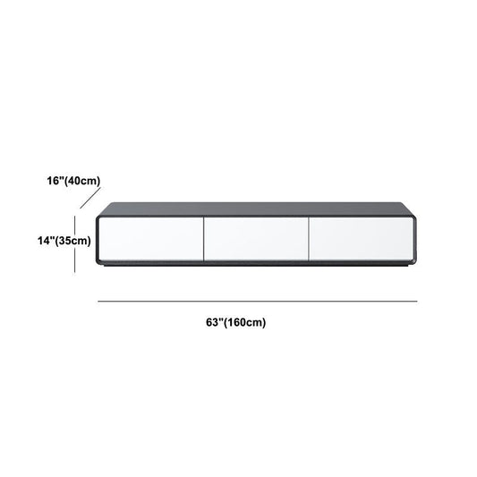 Contemporary 4-Drawer TV Console, Scandinavian TV Stand in White/ Black