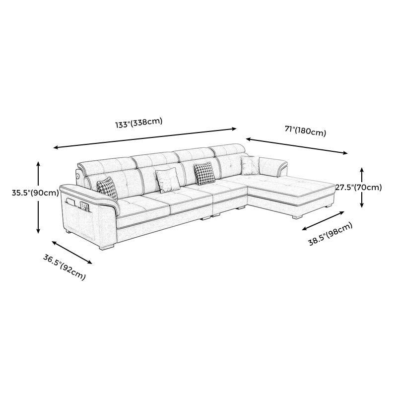 Modern L-shape Sectionas Faux Leather/Linen Sofa with Reversible Chaise and Storage Clearhalo 'furn' 'furn_sectionals' 'Furniture' 'furniture_sectionals' 'Living Room Furniture' 'Sectionals' 1200x1200_9bcab28a-c843-4296-b465-25ff512bfb41
