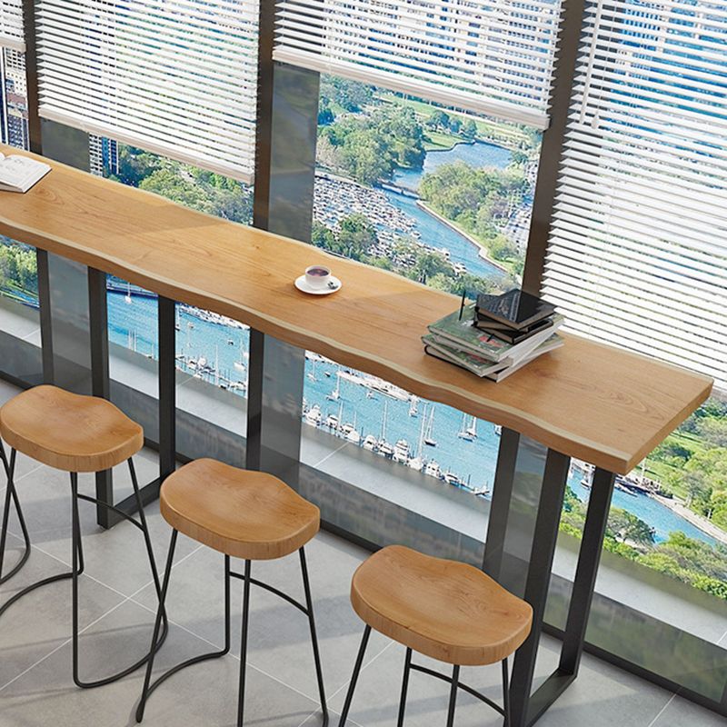 Solid Wood Bar Table Industrial Bar Dining Table with Sled Base in Black Clearhalo 'Bar Furniture' 'Bar Tables' 'bar_tables' 'furn' 'furn_bar_tables' 'Furniture' 'furniture_bar_tables' 'Kitchen & Dining Furniture' 1200x1200_9bcb1cb1-65b5-425e-97b7-0f97657ccdcf