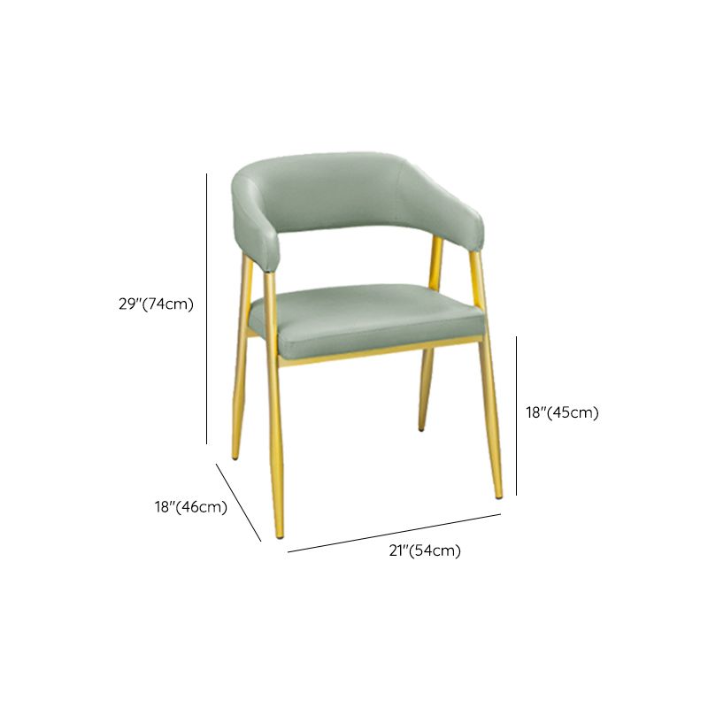 Upholstered Dining Chair Glam Open Back Dining Chair with Metal Legs