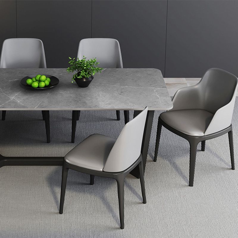 Grey Designer 1/2/5/6/7 Pieces Dining Table Set Rectangle Stone Dinette Set Clearhalo 'Dining Room Sets' 'Dining Tables & Seating' 'dining_room_set' 'furn' 'furn_dining_room_set' 'Furniture' 'Kitchen & Dining Furniture' 1200x1200_9bd06a2a-80b3-47d6-b417-76455aa69113