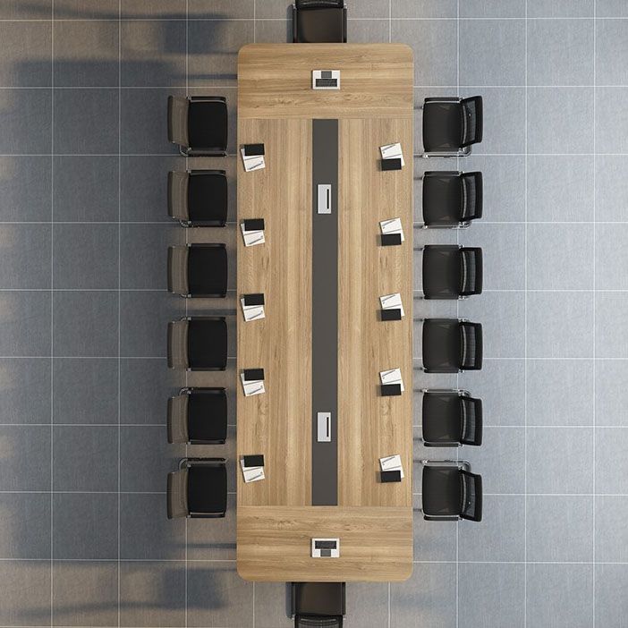 Escritorio de oficina de madera fabricada moderna escritorio rectangular con pedestal de metal