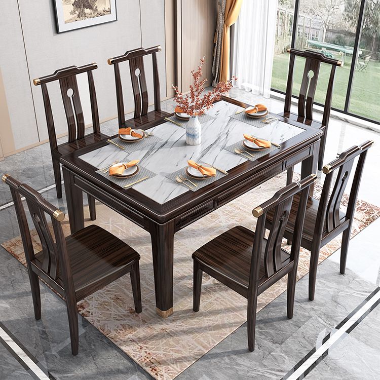 54.3"L x 33.5"W x 29.5"H Rectangle 4 Legs Luxury Table Fixed Table for Dining Room Clearhalo ' dining_table' 'Dining Tables & Seating' 'Dining Tables' 'furn' 'furn_dining_table' 'Furniture' 'furniture_dining_table' 'Kitchen & Dining Furniture' 'kitchen&dining_furn' 'kitchen' 'kitchen_dining_table' 1200x1200_9bd166f9-d882-4b00-9dd3-cc006d31c540