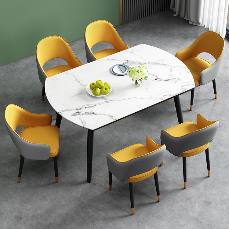 Scandinavian Meeting Room Open Back Arm Chair Matte Finish Leather Dining Chair Clearhalo 'Dining Chairs' 'Dining Tables & Seating' 'dining_chair' 'furn' 'furn_dining_chair' 'Furniture' 'Kitchen & Dining Furniture' 1200x1200_9bd1e90b-b3df-4c5c-b381-48f9fe5a8161