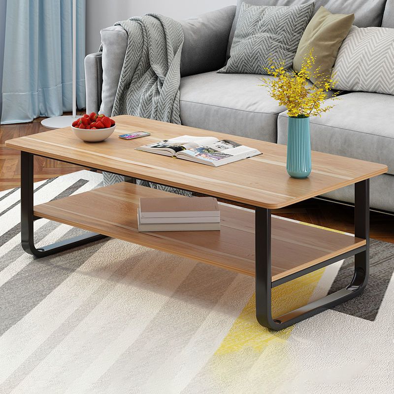 Modern Style Rectangular Wooden Table Sledge-shaped Base Coffee Table
