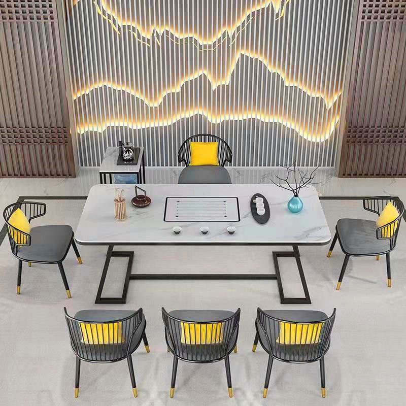 Tafel van leisteen en metaal Glam Style Simple Home rechthoekige eettafel