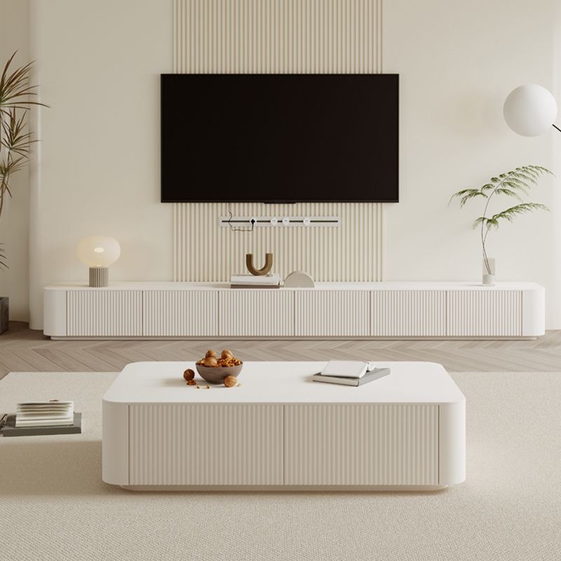 Console de support moderne avec rangement fermé, console multimédia TV avec 6 tiroirs