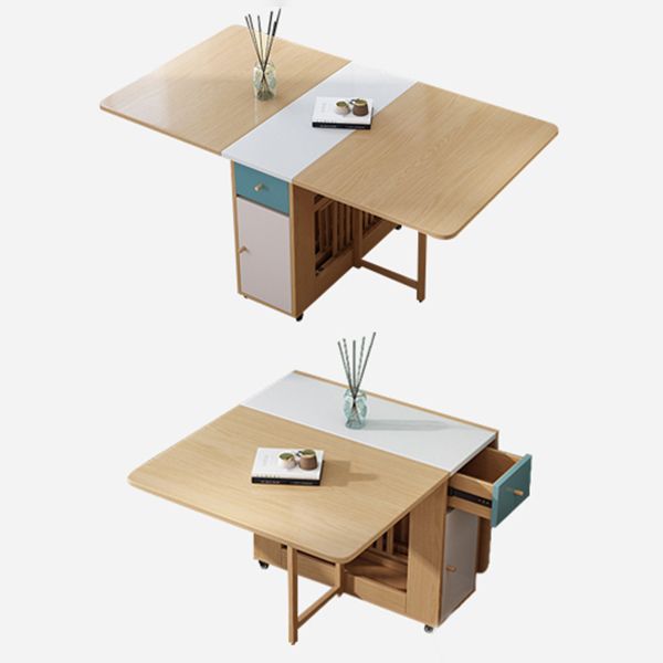 Foldable Artificial Wooden Top Table Rectangle Extendable Table with Storage Trestle Base Clearhalo ' dining_table' 'Dining Tables & Seating' 'Dining Tables' 'furn' 'furn_dining_table' 'Furniture' 'furniture_dining_table' 'Kitchen & Dining Furniture' 'kitchen&dining_furn' 'kitchen' 'kitchen_dining_table' 1200x1200_9bd5fd8b-ff75-4661-844c-aeaeba5a0705